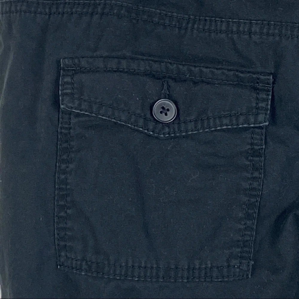 Ann Taylor Loft Wide Leg Casual Pants Women's 10 Black Button Flap Mid‎ Rise